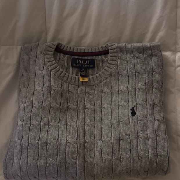 폴로 꽈배기 니트 그레이