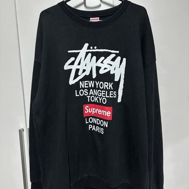 스투시 슈프림 콜라보 블랙 맨투맨