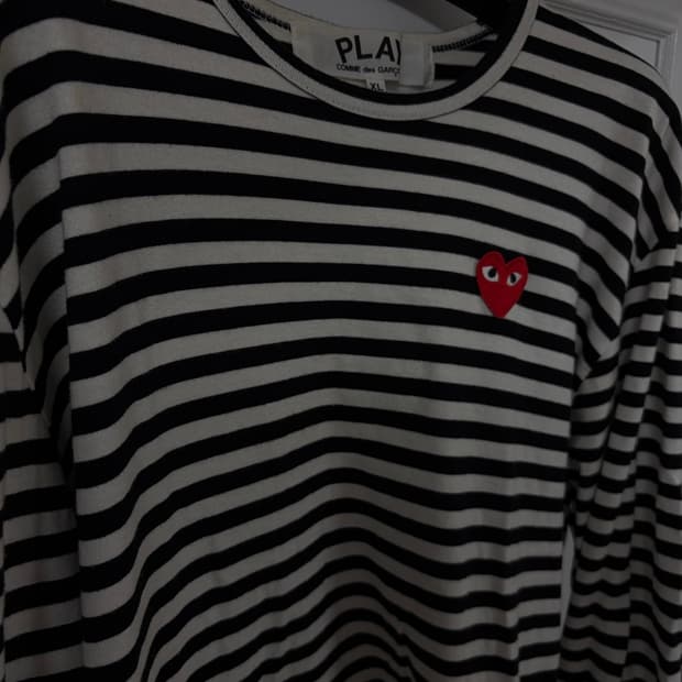 꼼데 보더 티셔츠 xl (블랙)