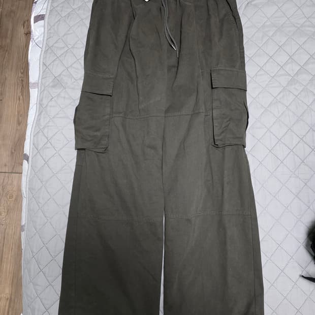 [XL] 스파오 카고 와이드 밴딩 팬츠 카키 새상품