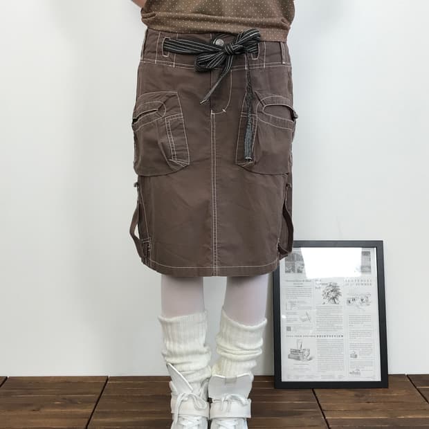 Diesel Brown Utility Cargo Midi Skirt 