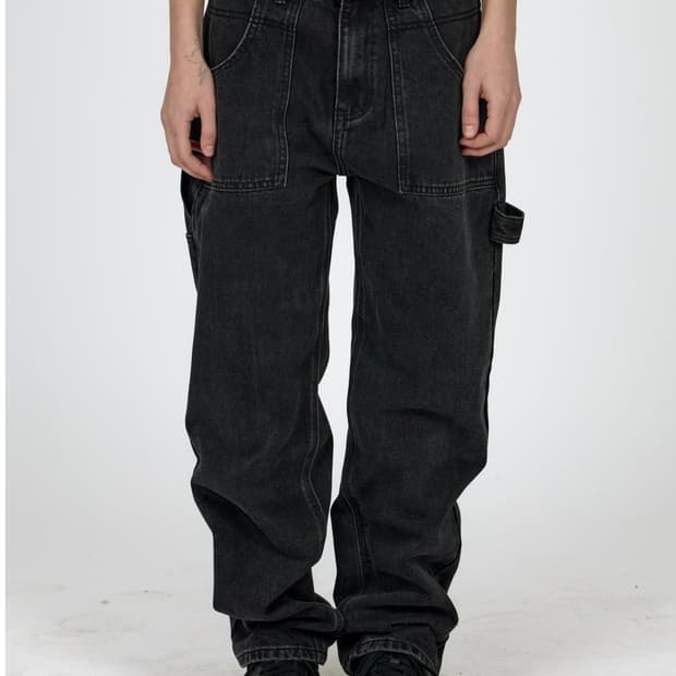 플라스틱 프로덕트 MPa 페인터 데님 팬츠 블랙 S