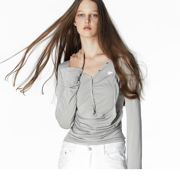 2000 archives DRAPED HENLEY TOP (MOCHA)