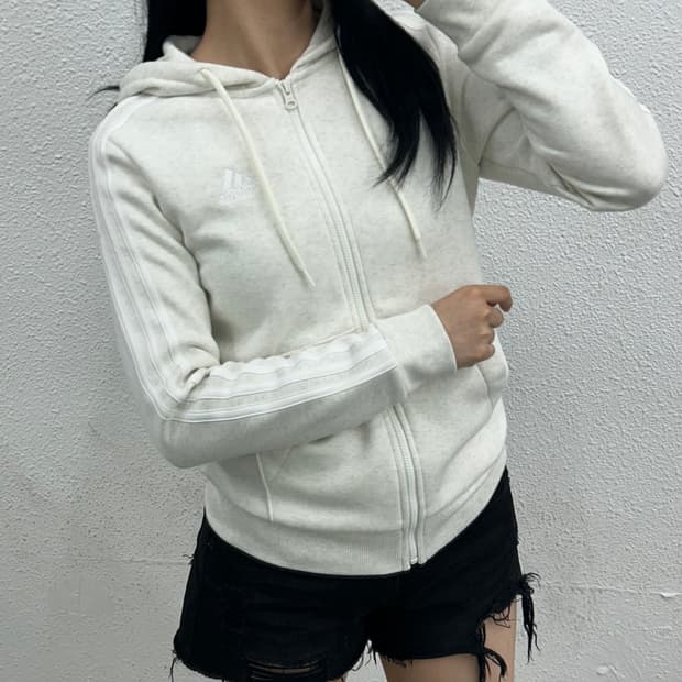 아디다스 화이트라인 아이보리 후드집업 XS