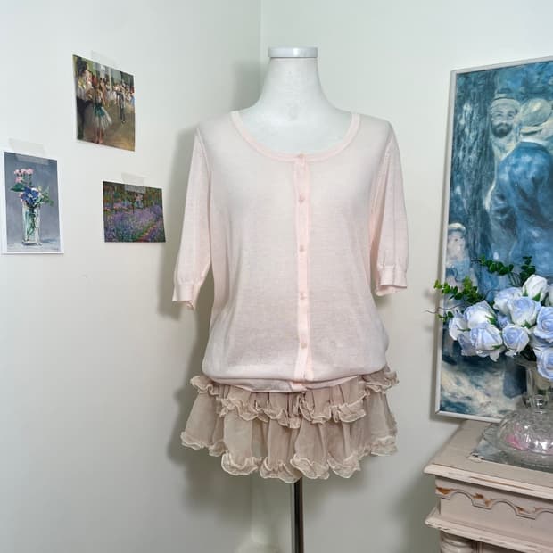 sheer pink half summer cardigan
