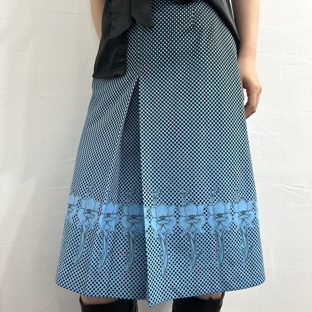 oriental pleats midi skirt