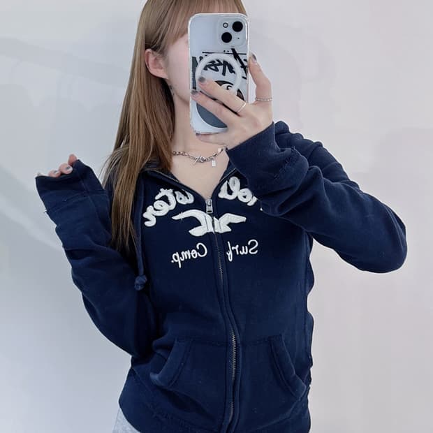 홀리스터 네이비 빅로고 후드집업