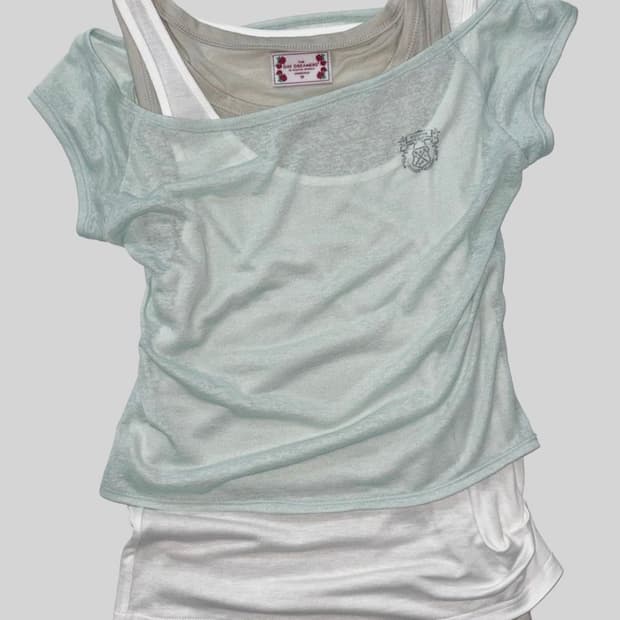 [스컬프터] Lazy Sleeveless Layered Tee Mint