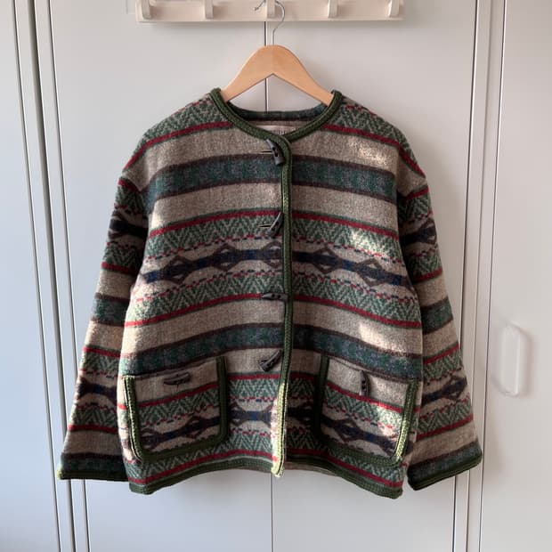 Mature 더플 단추 패턴 울자켓