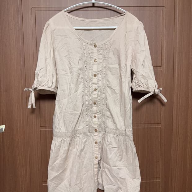 모리걸 하구미 일본 빈티지 연베이지 레이스 원피스