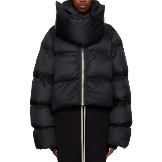 릭오웬스 퍼넬 넥 패딩 구스 다운 푸퍼 봄버