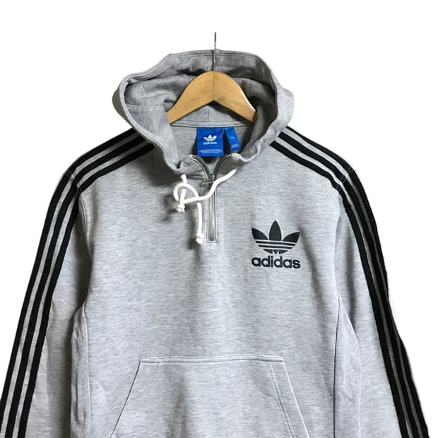 아디다스 면 코튼 반집업후드