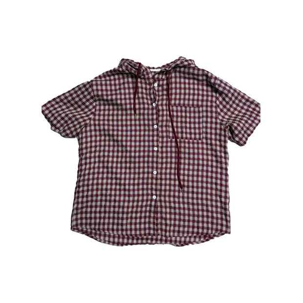 체크 후드 셔츠