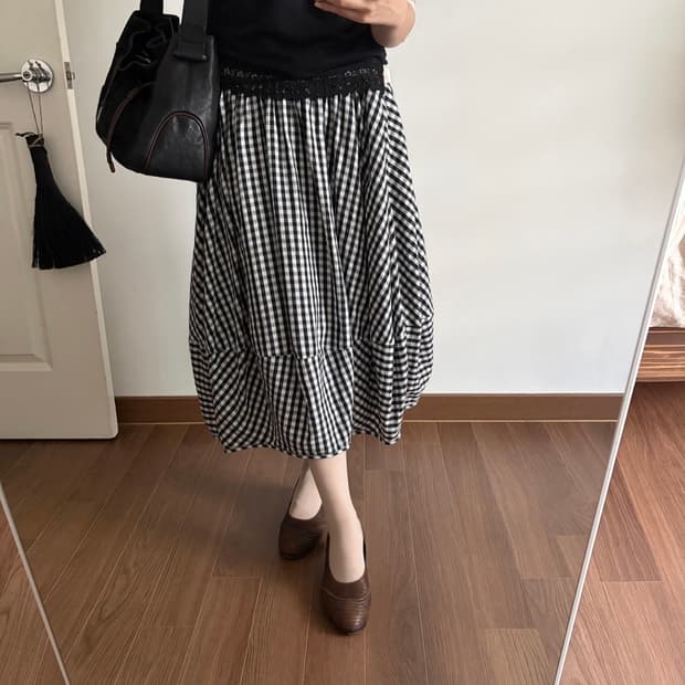 gingham balloon skirt