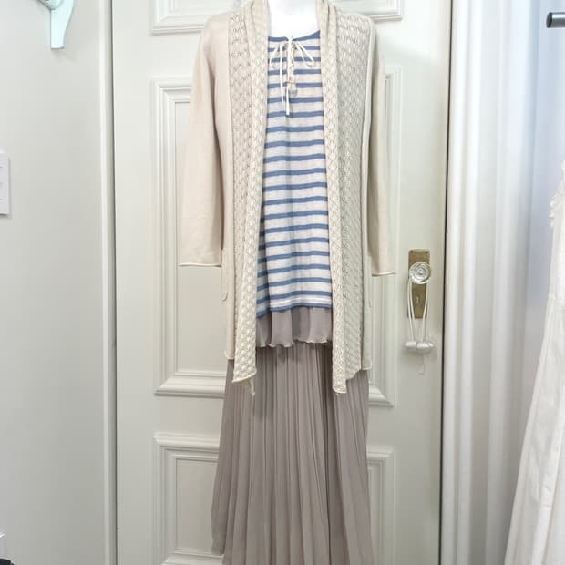 ivory crochet blue stripe layered mori 3