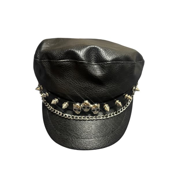Punk Style Stud Leather Cap