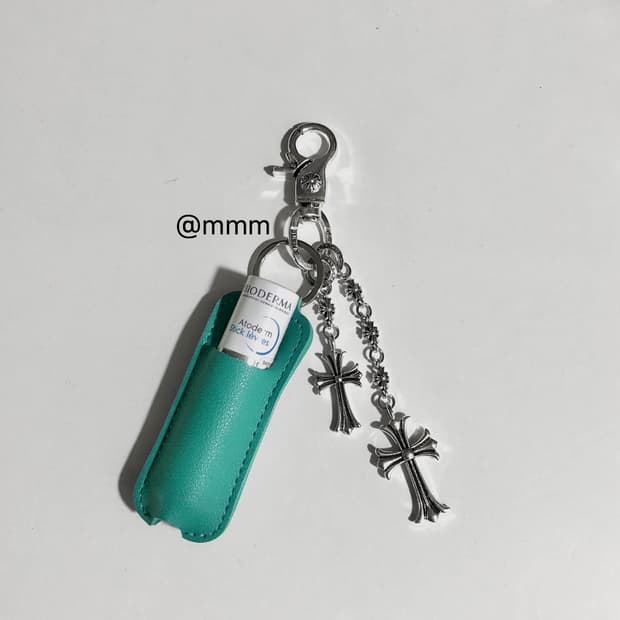 [Unisex💚] 립밤 가죽 케이스 키링 열쇠고리