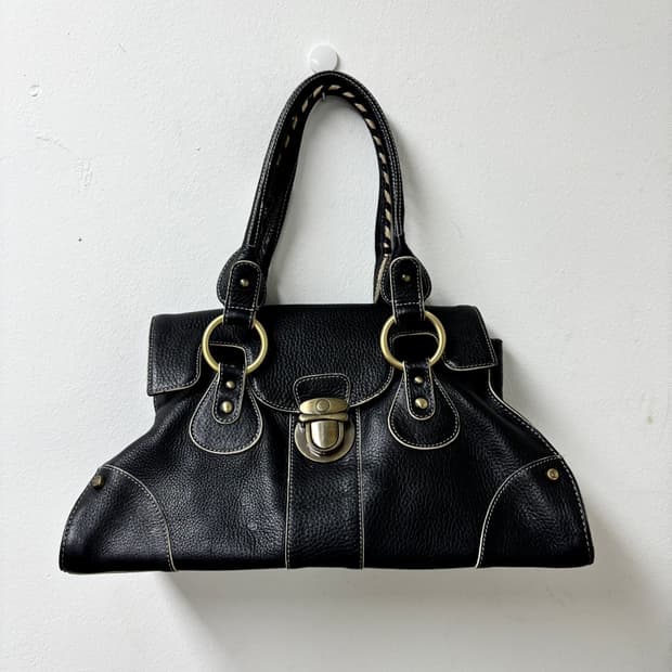 “Vintage” Y2K Mood Black Leather Bag