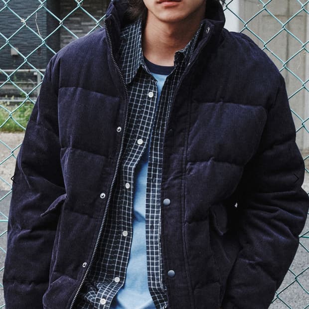 [새상품] PLAC 코듀로이 패딩 점퍼 다크 네이비 XL