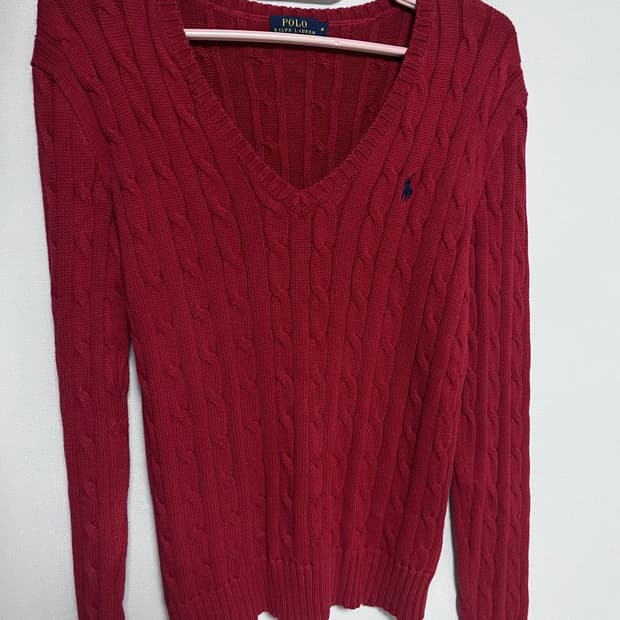 POLO 폴로 랄프로렌 케이블 브이넥 니트