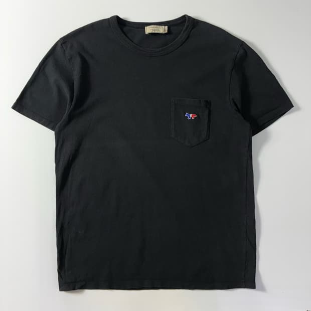 Maison kitsune  메종키츠네 트리컬러 폭스패치 블랙 반팔티  