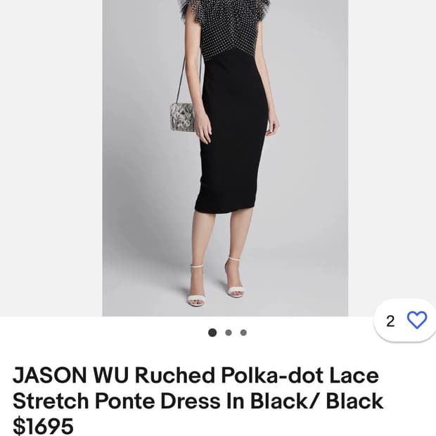 새상품 컨디션 Jason Wu 블랙 물방울 미디 원피스 사이즈 0(44사