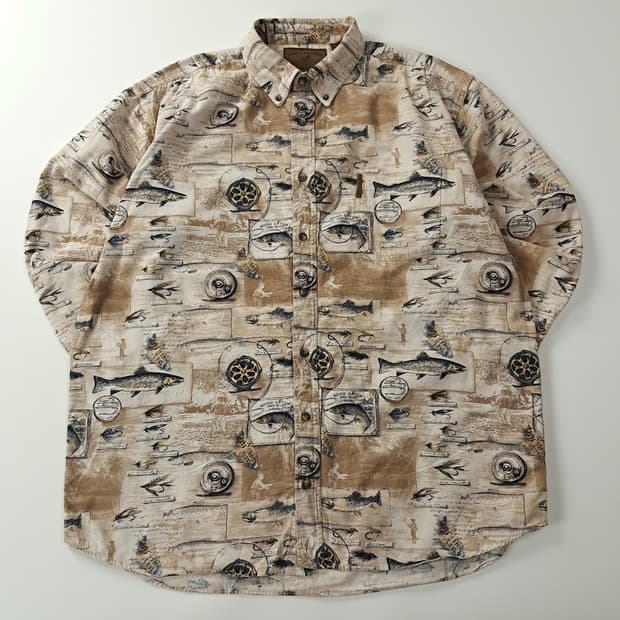 CJ303 2XL 노스리버 90s 피싱 베이지 셔츠 남방
