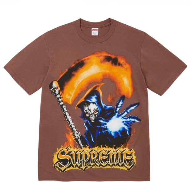 슈프림 그림 리퍼 반팔 아트딜러 그래픽 S 브라운