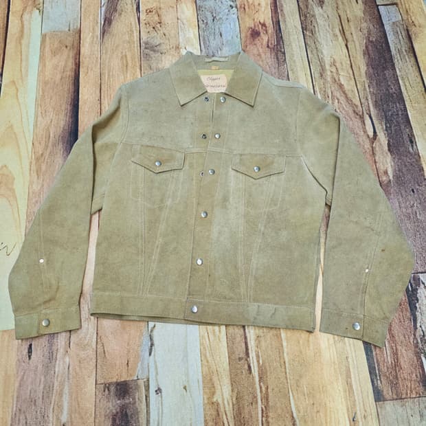 90s 재팬 빈티지 소가죽스웨이드 type 3rd 트러커 자켓 L