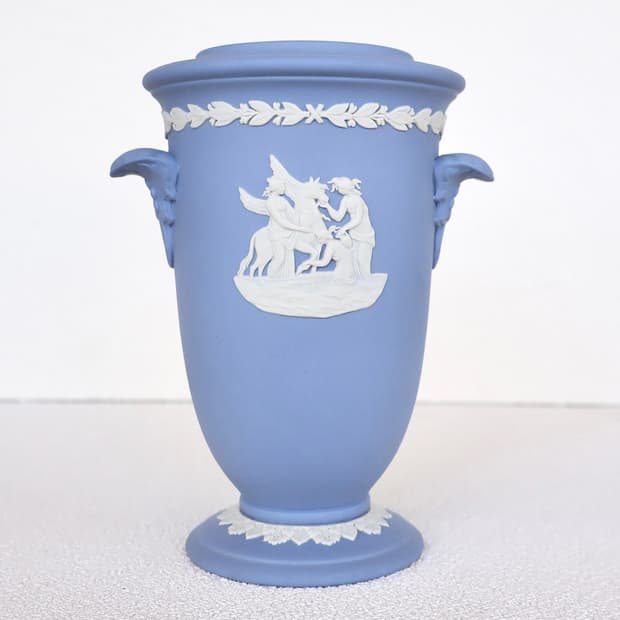 [영국앤틱] 웨지우드 제스퍼웨어 양손잡이 중형화병(박스o)_페일블루