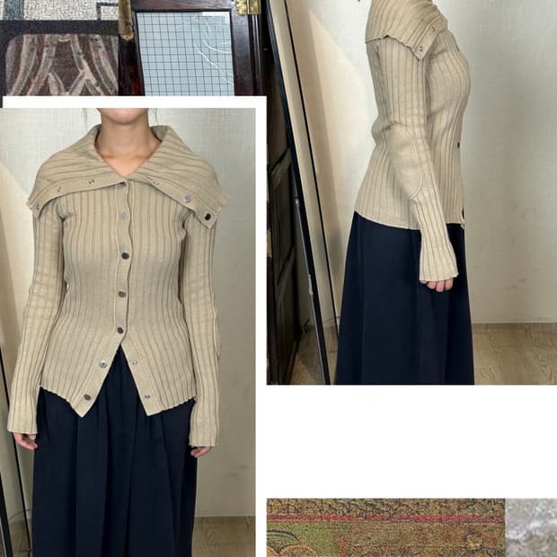 엠포리오 아르마니 엘보 패치 하이넥 가디건