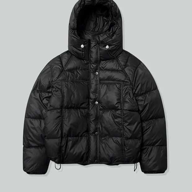 후드 푸퍼 숏패딩 블랙