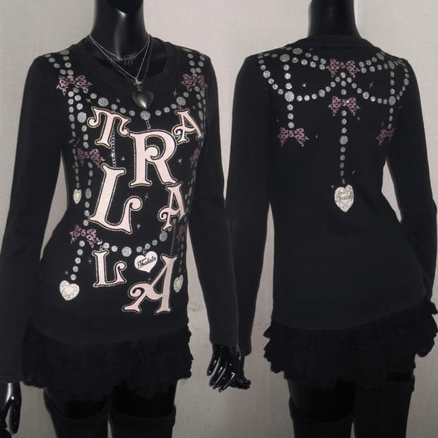 트랄라라 TRALALA 글리터 프린팅 롱슬리브 탑 히메갸루