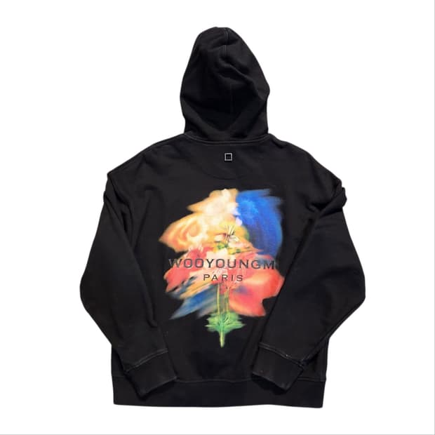 우영미 프린팅 후드티 블랙 (48size)