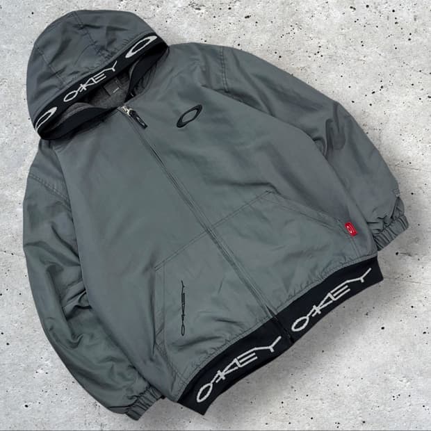 [XL] 90-00s 오클리 소프트웨어 레드탭 후드집업 그레이 B456