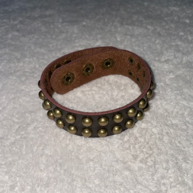 brown studs leather bracelet
