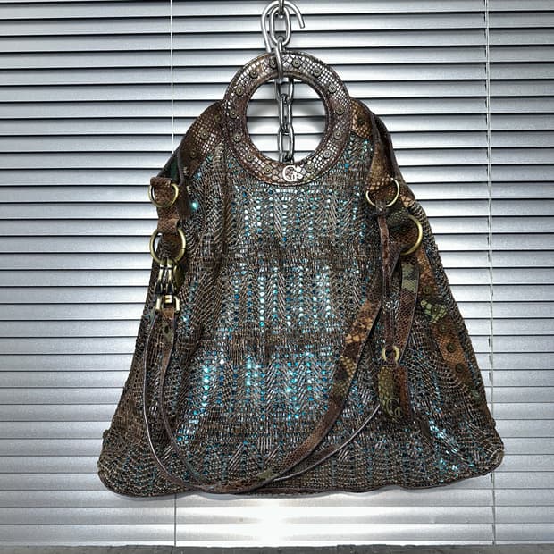 00s 게스 컬렉션 XL 레더 폴드오버 빅백