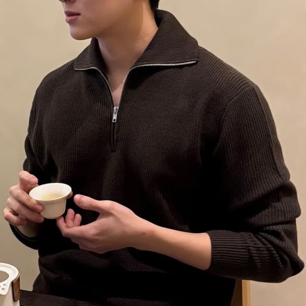 [100] 마인드브릿지 mindbridge 하프 집업니트 브라운