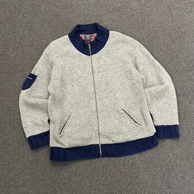 L)Badboy 빈티지 체크 니트 집업