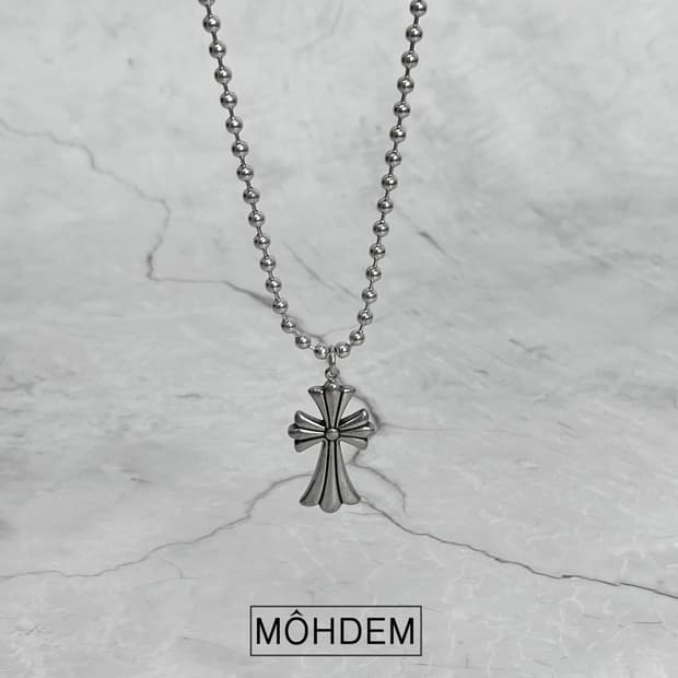 [Unisex] 크로스 크롬 체인 목걸이