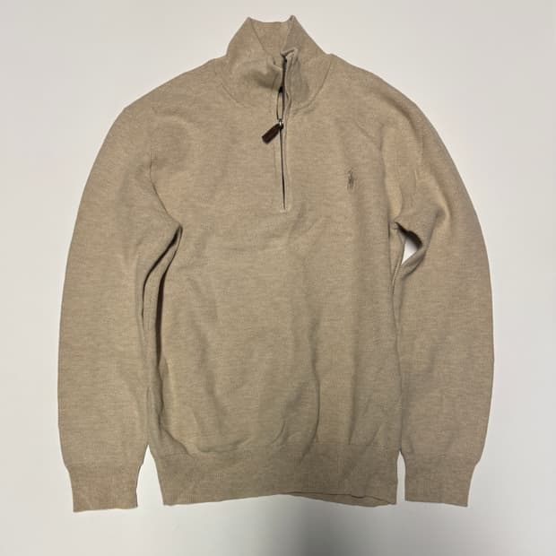 여성 폴로 랄프로렌 피마 코튼 와플 반집업 니트 S