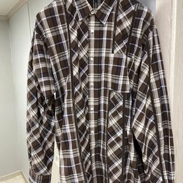 빔즈 beams 디테일 체크 셔츠 브라운 L