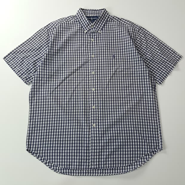 CJ693 L 폴로 블레이크핏 90s 네이비 깅엄체크 반팔 셔츠 남방