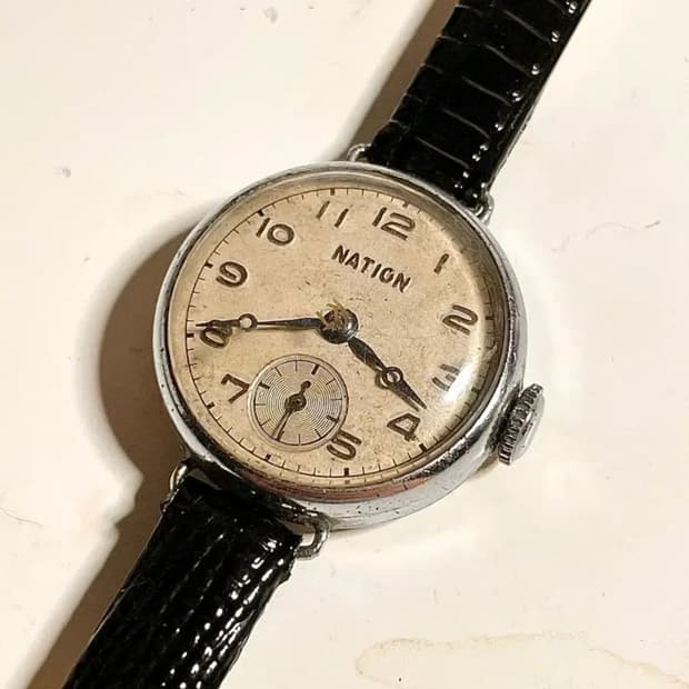 1930년대 빈티지 세이코 네이션 트렌치 수동 시계 일본 엔틱 SEIKO