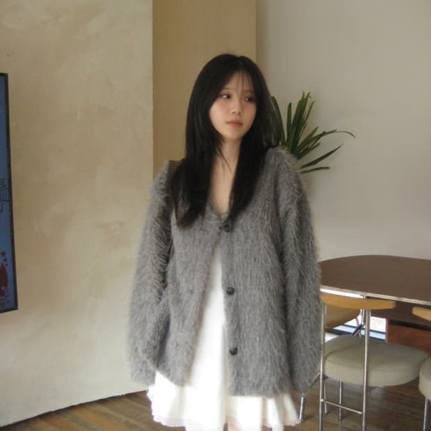 아워캐비넷 feather cardigan (gray)