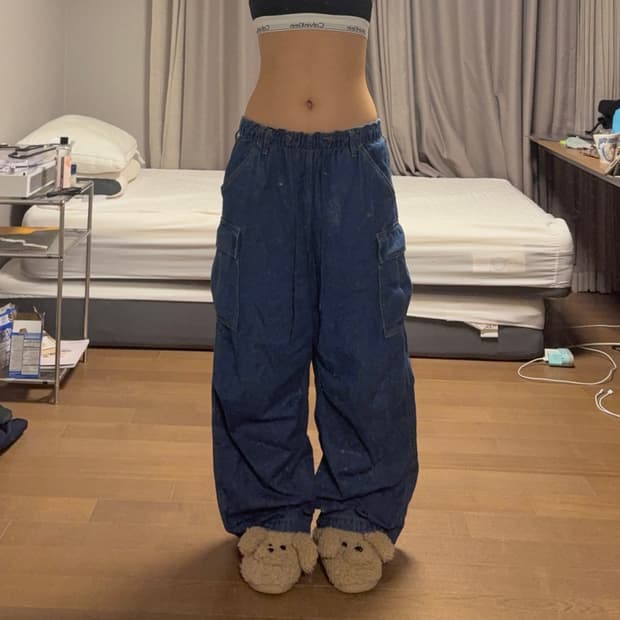 니코 앤드 힙합 와이드 데님 팬츠 중청