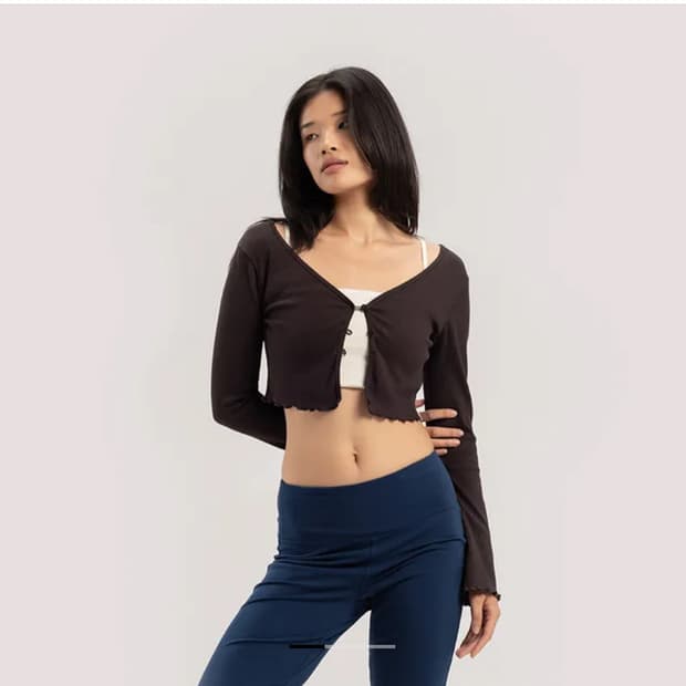 M 부디무드라 가디건 crop rib cardigan 브라운