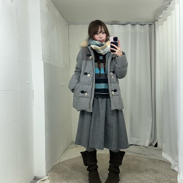 그레이 니혼진 히피 모리 레이스 패딩 코디세트