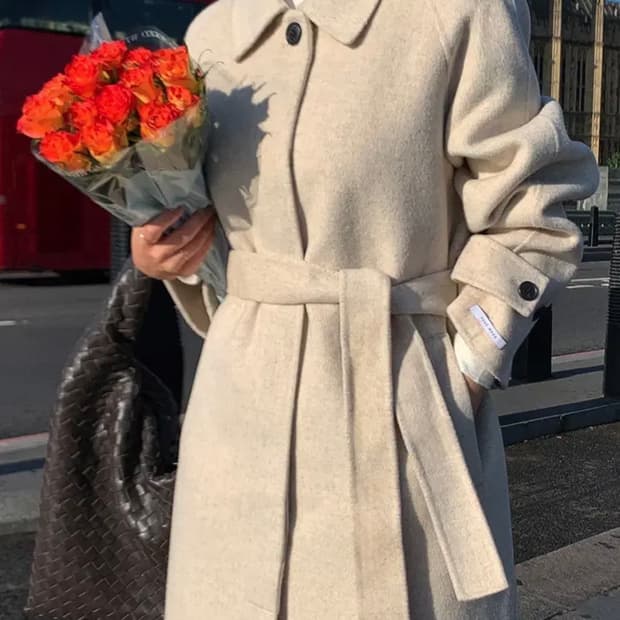 디어먼트(미니뽕) 히든벨트 울100 롱코트 판매