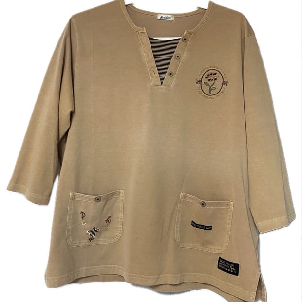 일본 빈티지 모리걸 레이어드 티셔츠 하구미